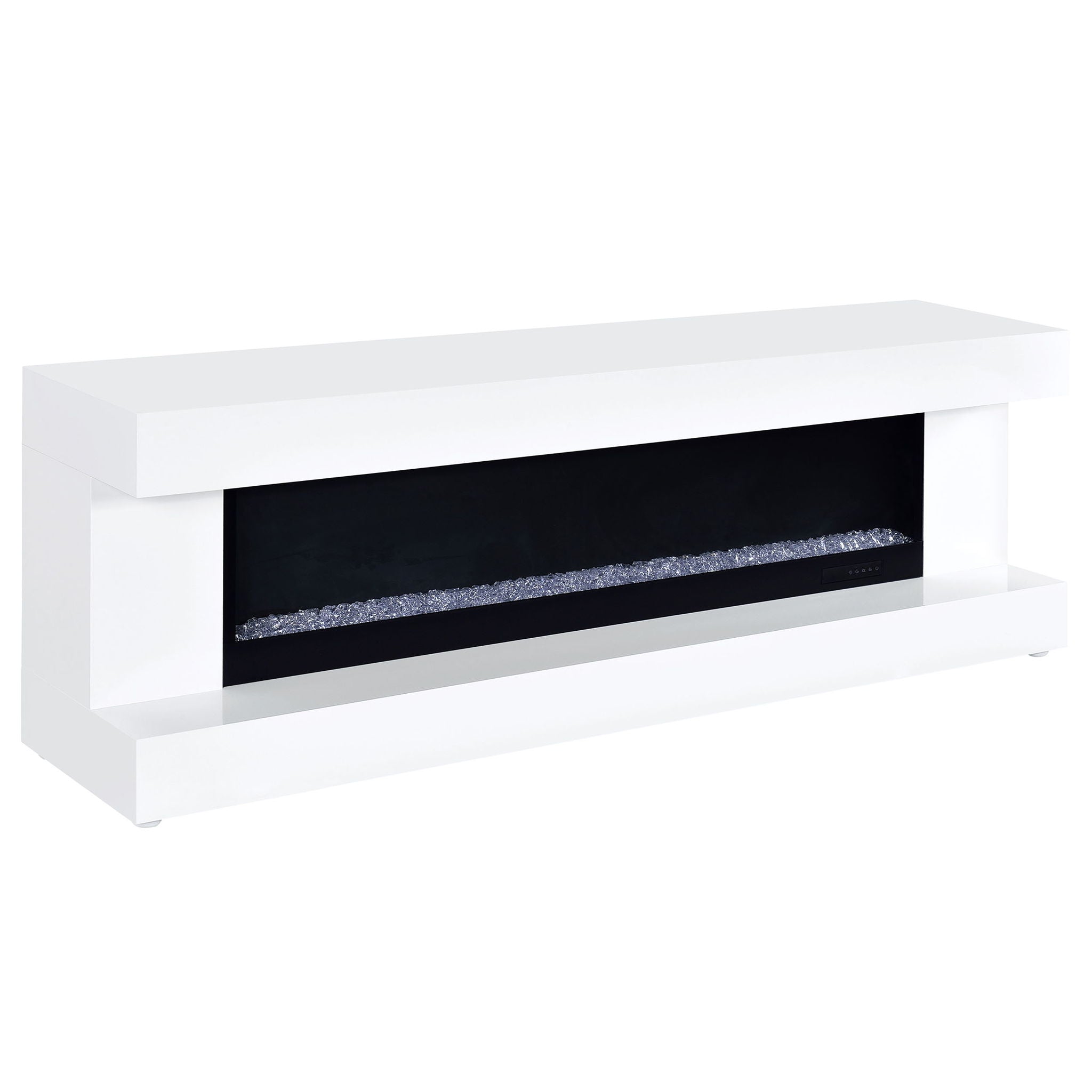 Mallory TV Stand Fireplace Console Bluetooth Speaker White High Gloss