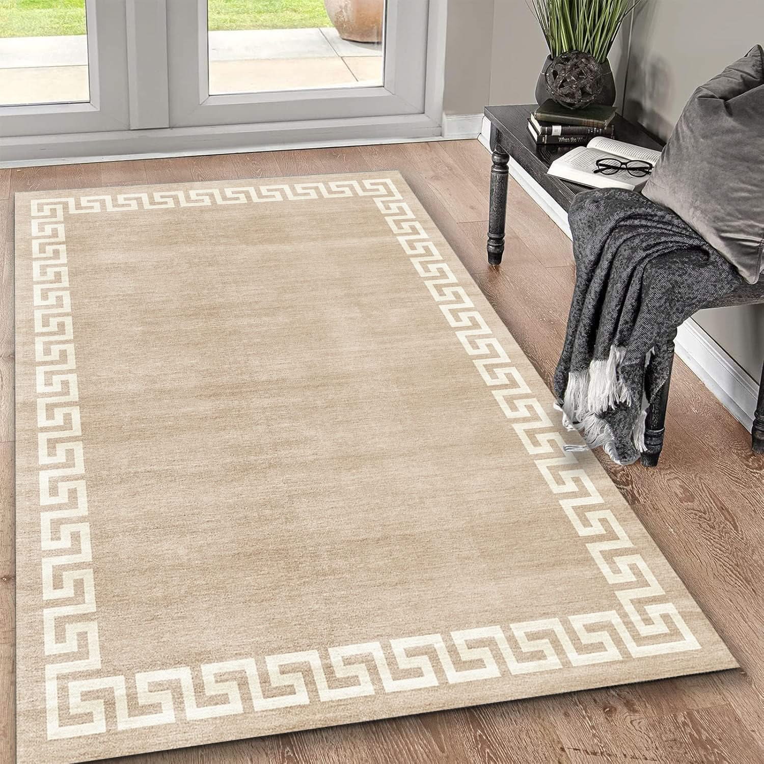 Toucan - 5' X 7' Washable Non - Slip Area Rug - Beige