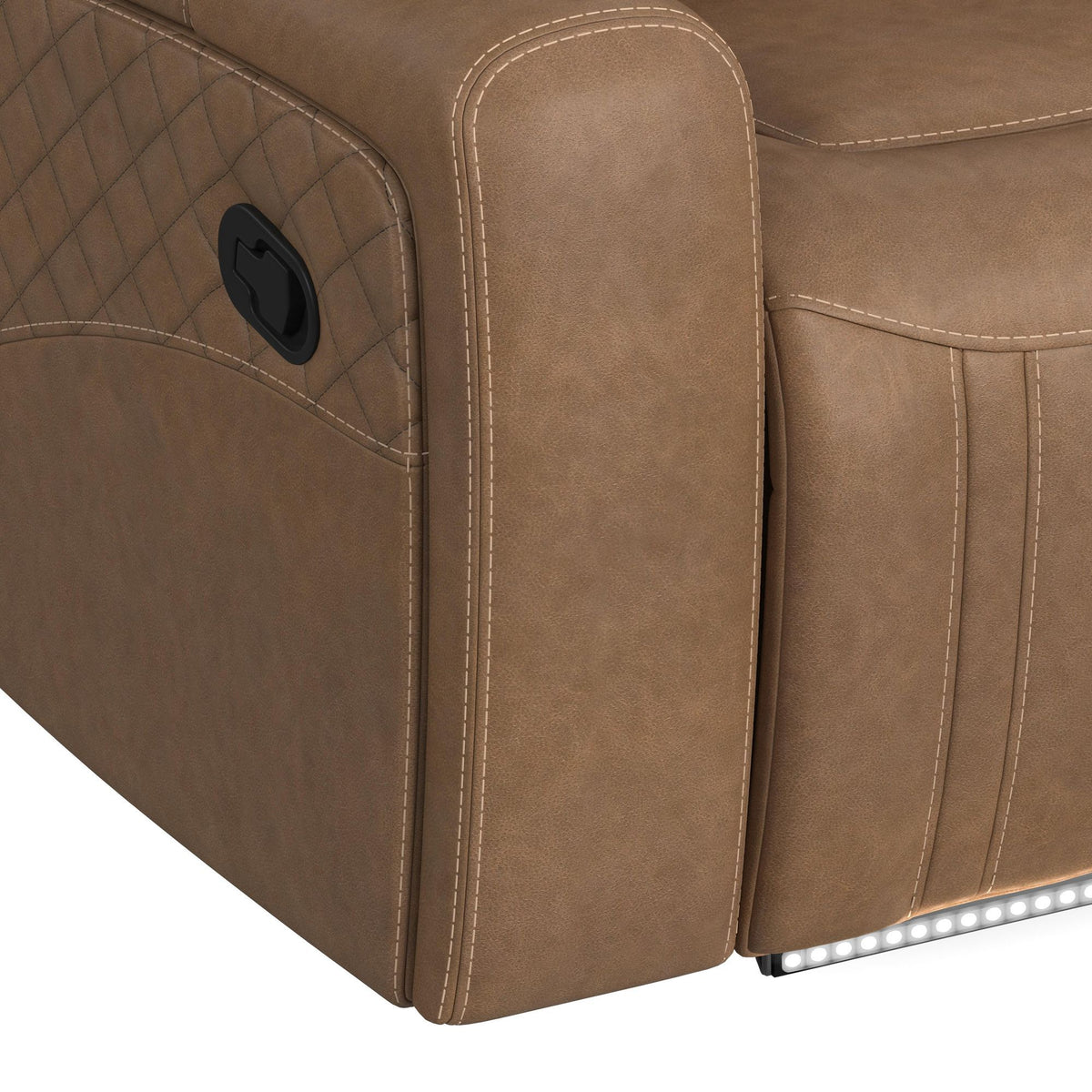 Side Kick - Sofa With Ddt, Wireless Charger, Cupholders And White Led Light - Simba Saddle