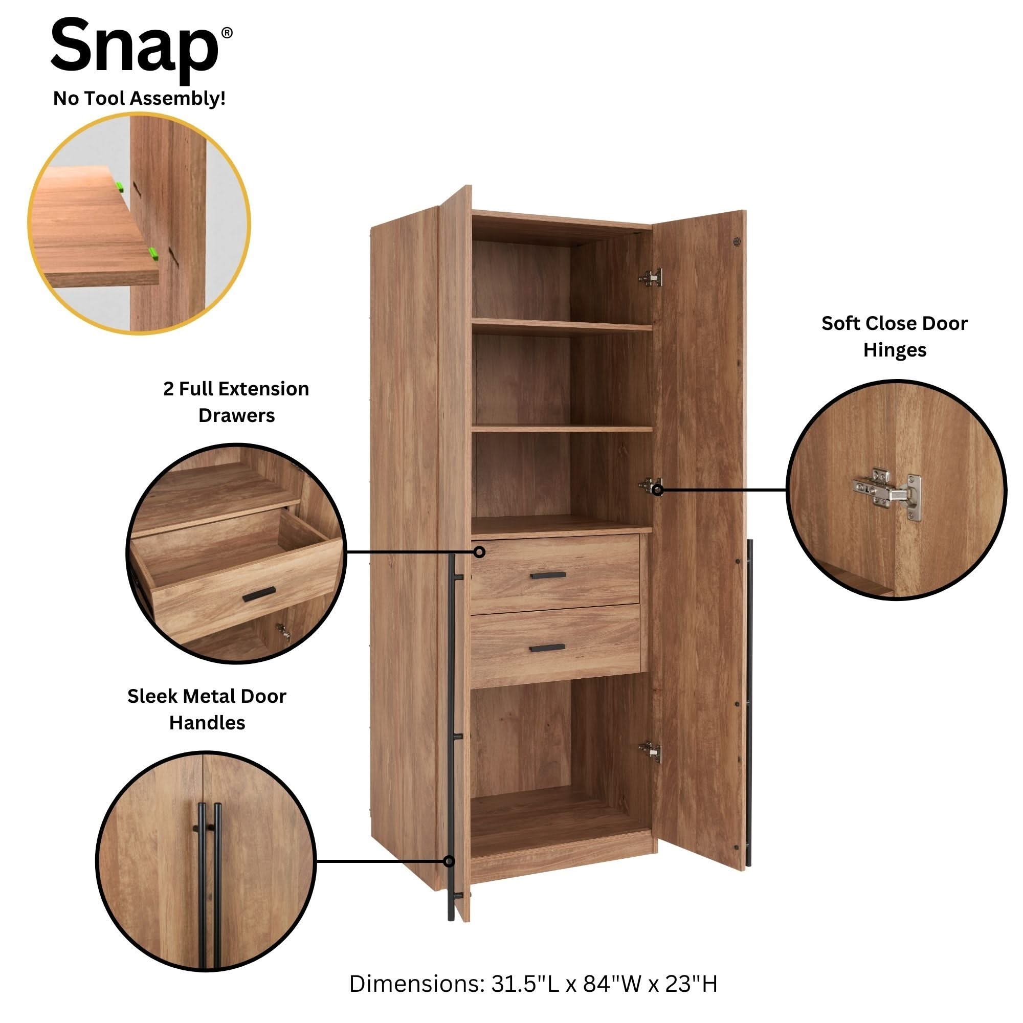 Lee - Free Standing Wardrobe Closet With Drawers And Shelves