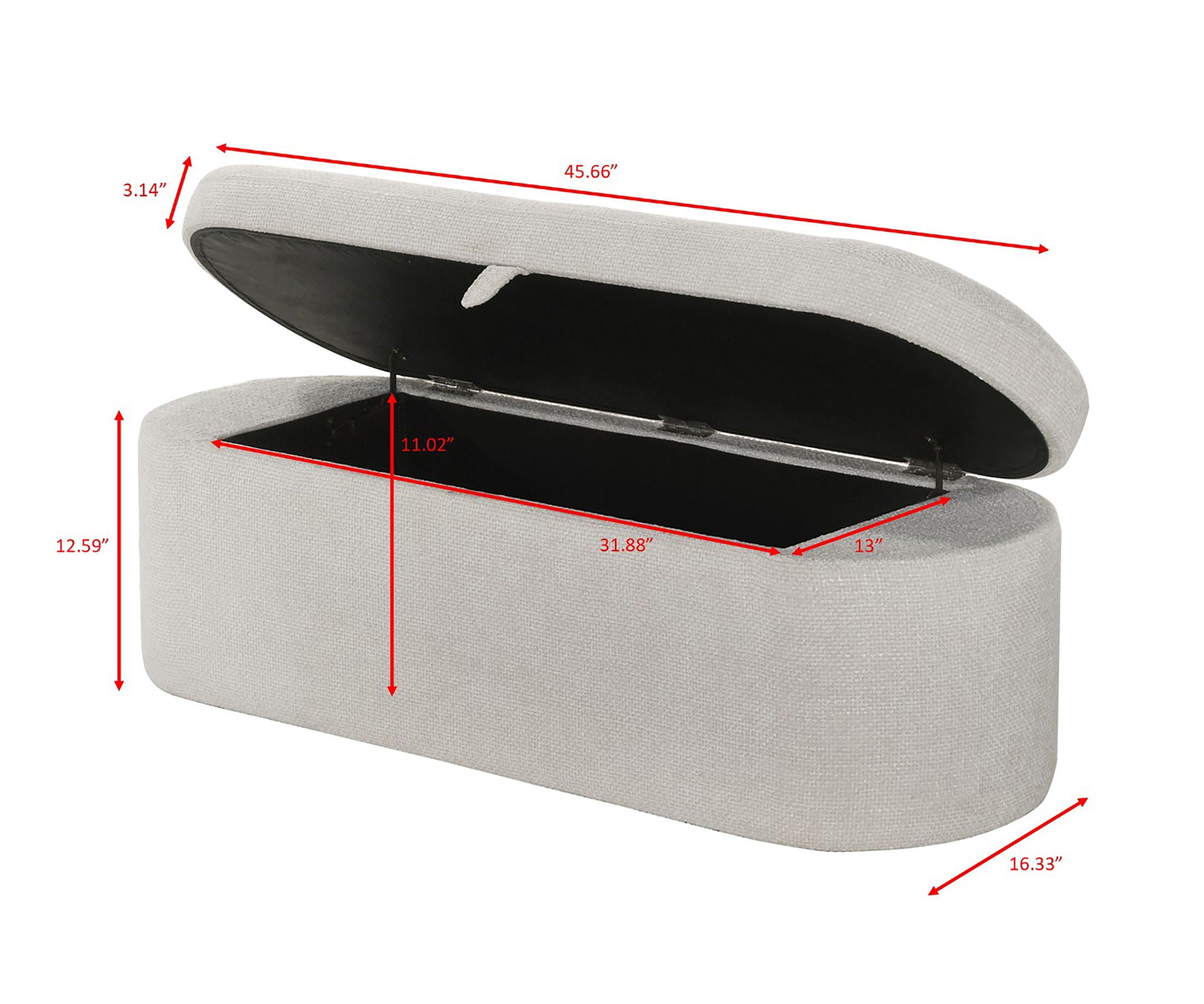 Philipa - Storage Bench - Light Gray Tweed