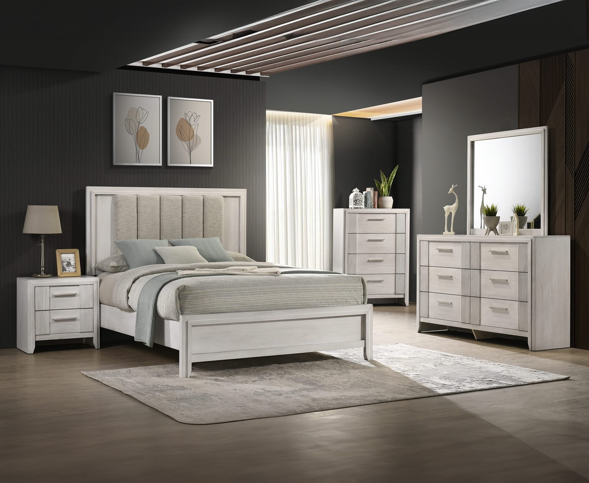 Carlton - Dresser & Mirror - White Mist