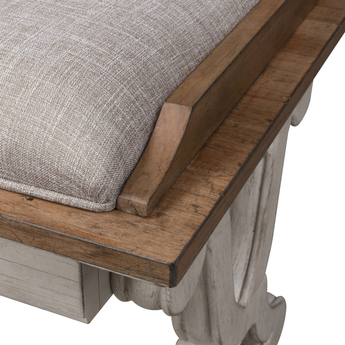 Farmhouse Reimagined - Bed Bench - Antique White / Chestnut Tops