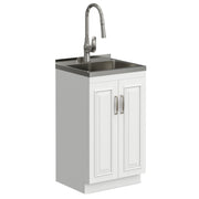 Darwin - Laundry Utility Sink And Cabinet With Sink And Pull Out Faucet - White