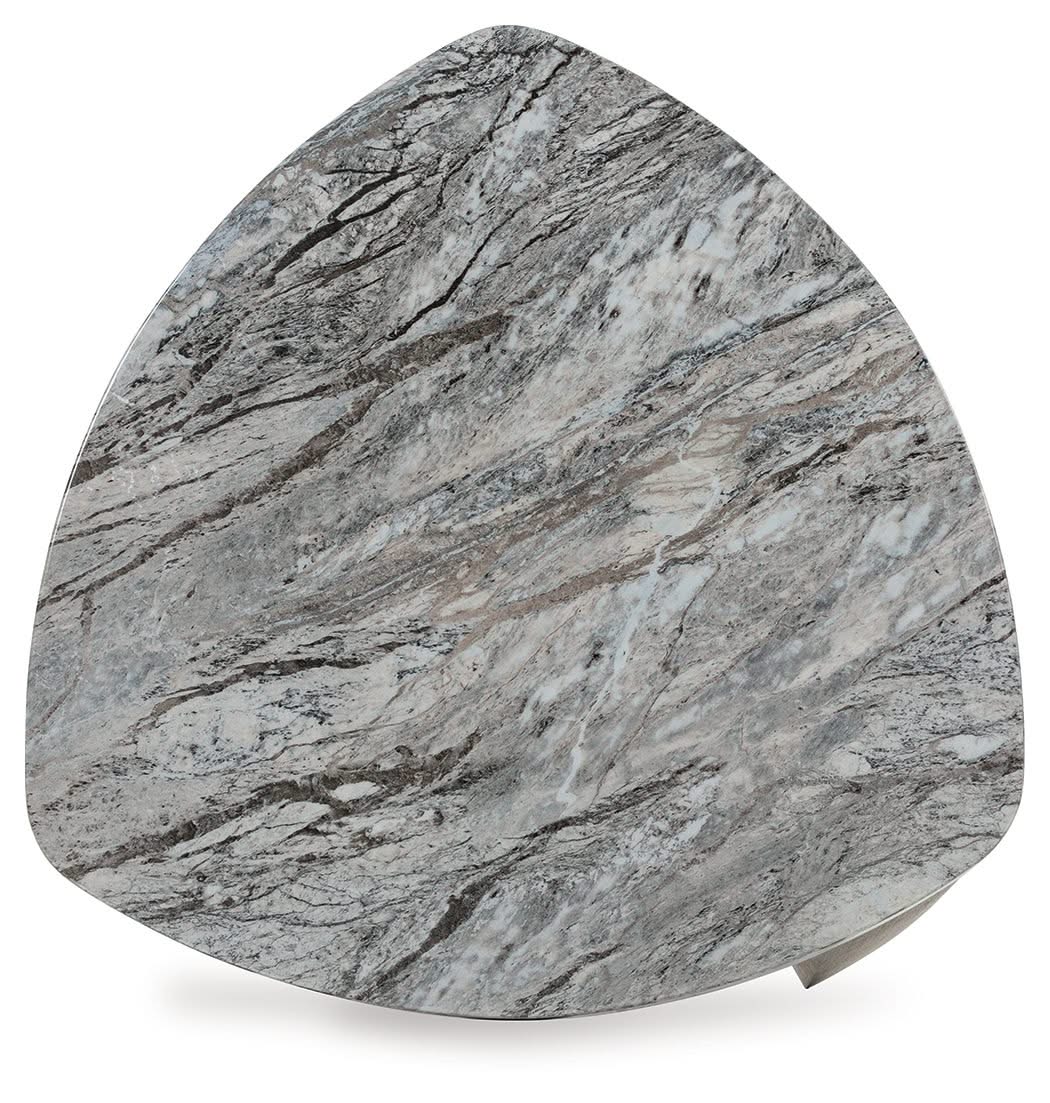 Surmour - Triangle End Table - Gray / Brown
