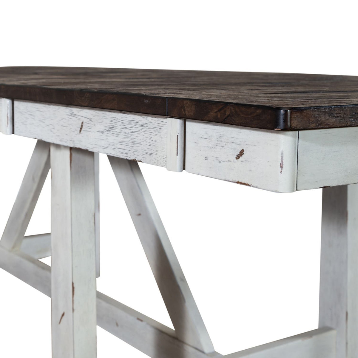 Farmhouse - Trestle Table - Two Tone White / Wood Tone