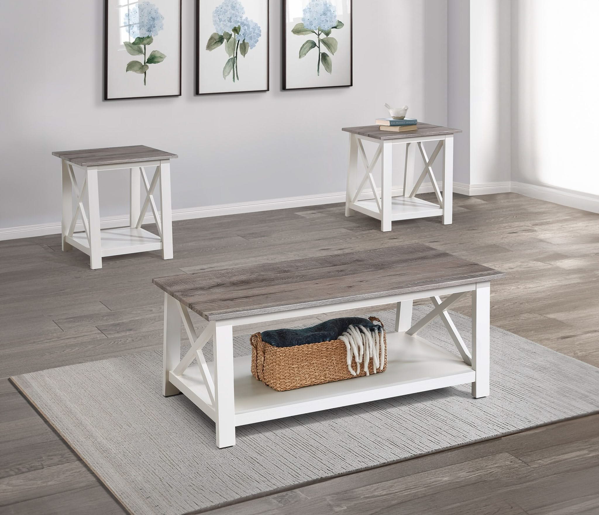 Thelma - 3 Piece Cocktail Set - White / Light Brown