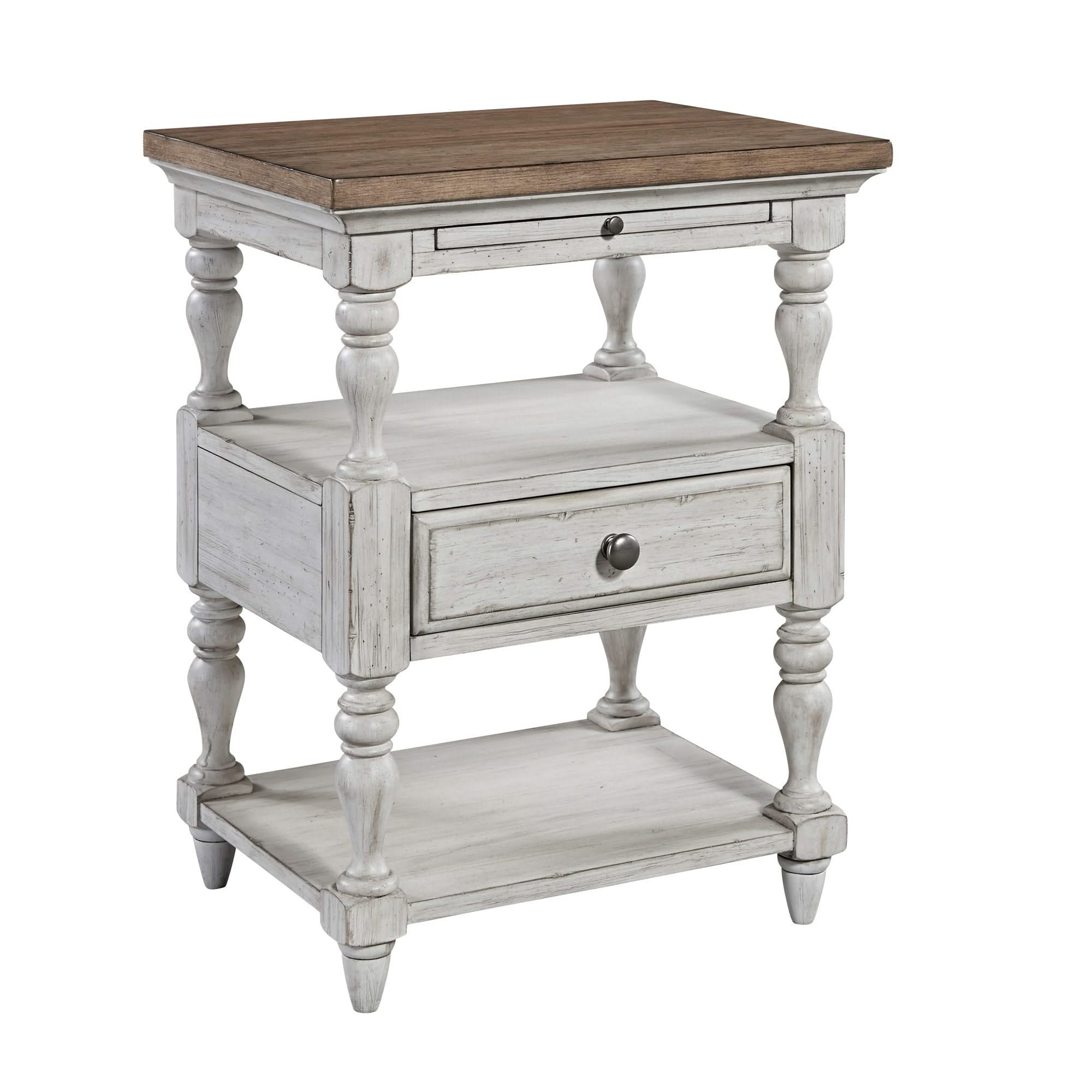 Farmhouse Reimagined - 1 Drawer Nightstand - Antique White / Chestnut Tops