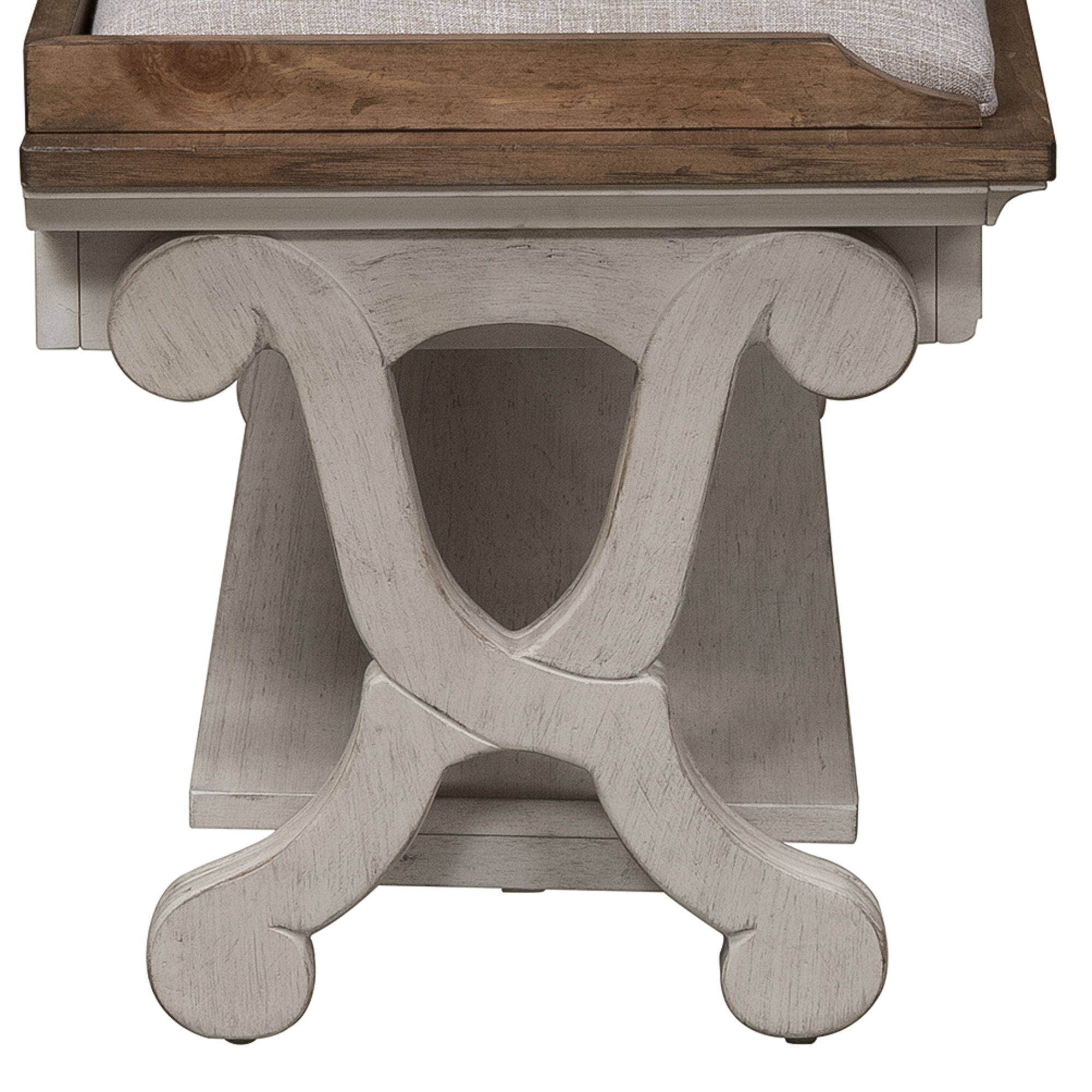 Farmhouse Reimagined - Bed Bench - Antique White / Chestnut Tops