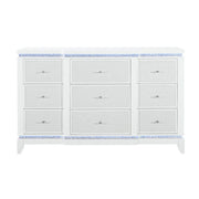 Adalid - Dresser With LED Light And Glittered Drawer Fronts - White