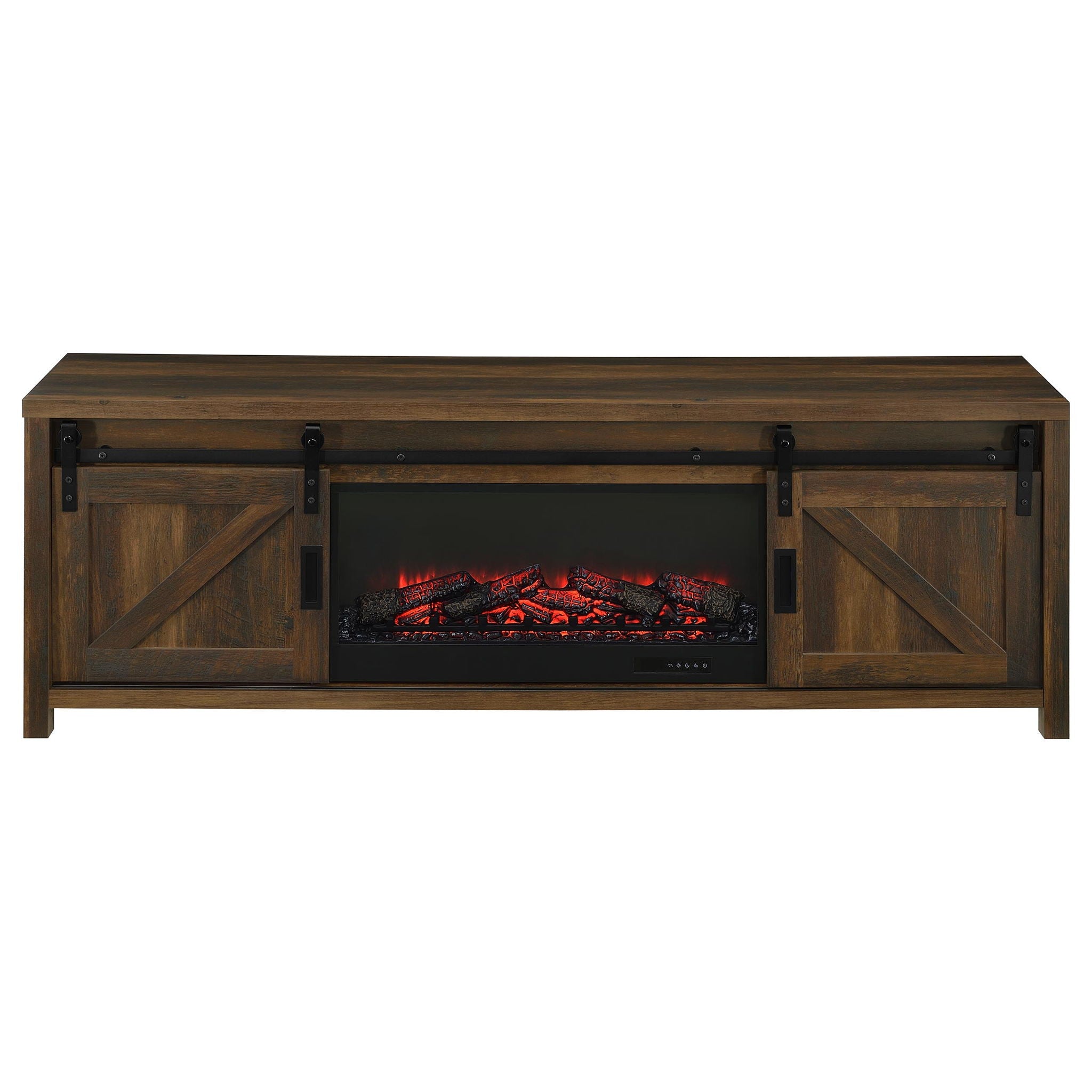 Enfield 71-inch TV Stand Fireplace Media Console Dark Pine