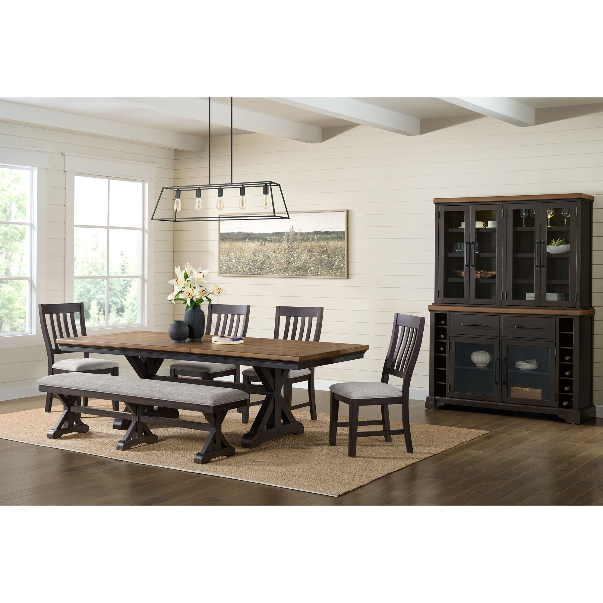 Montrose - Fabric Dining Side Chair (Set of 2) - Espresso / Light Gray