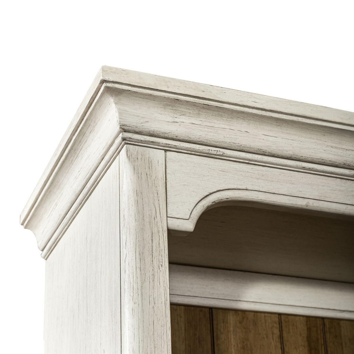 Farmhouse Reimagined - Entertainment Hutch - Antique White / Chestnut Tops