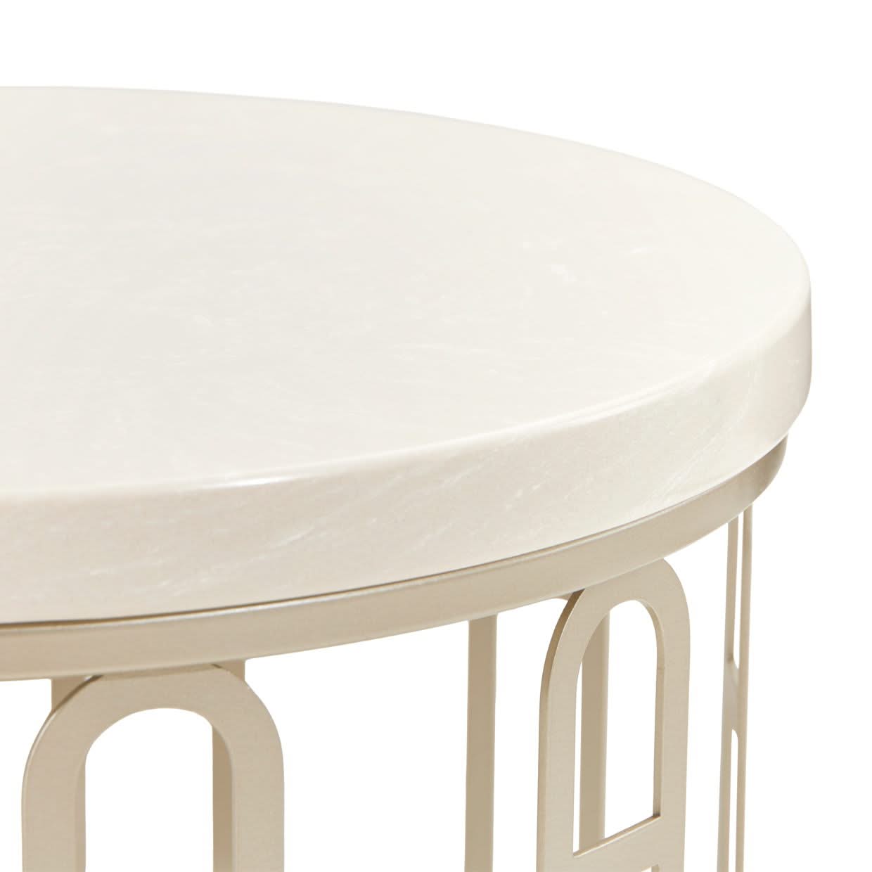 La Marisia - Marble Chairside Table - Creamy Pearl / Champagne