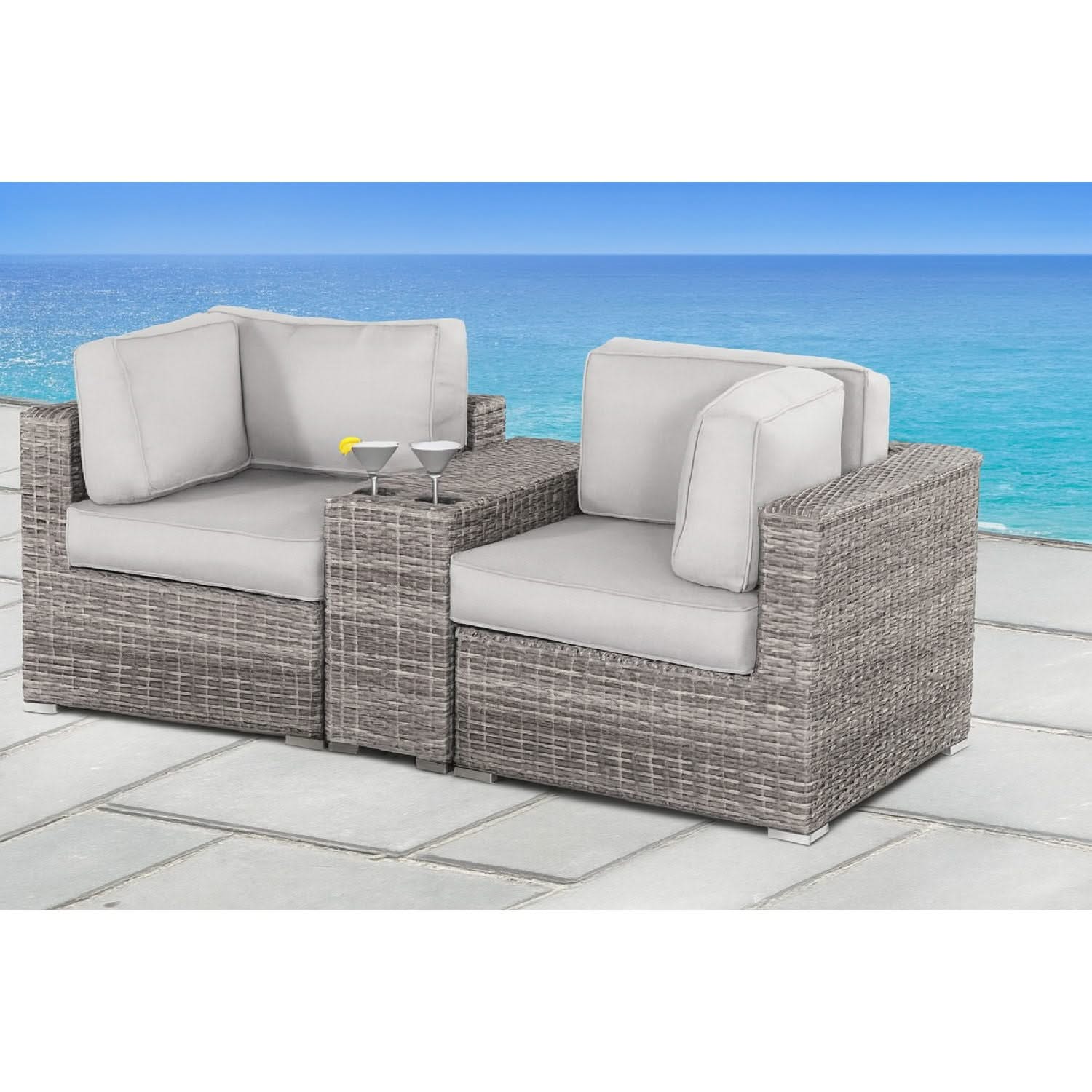 Handcrafted Outdoor Loveseat With Wicker Seating