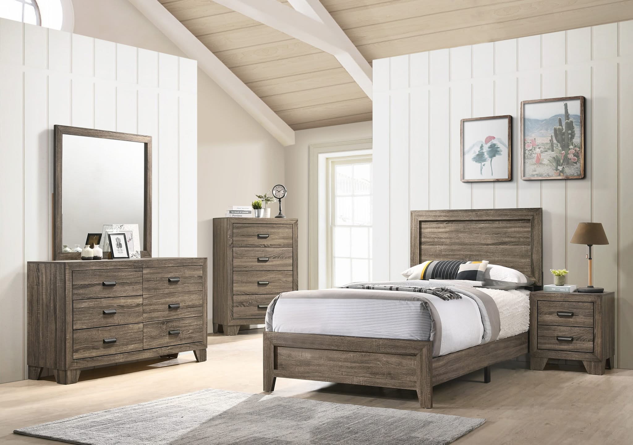 Millie - Full 5 Piece Bedroom Set - Warm Gray