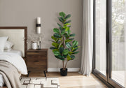 49" Tall, Artificial Plant, Fiddle Tree, Indoor, Faux, Fake, Floor, Greenery, Potted, Real Touch, Decorative - Green / Black