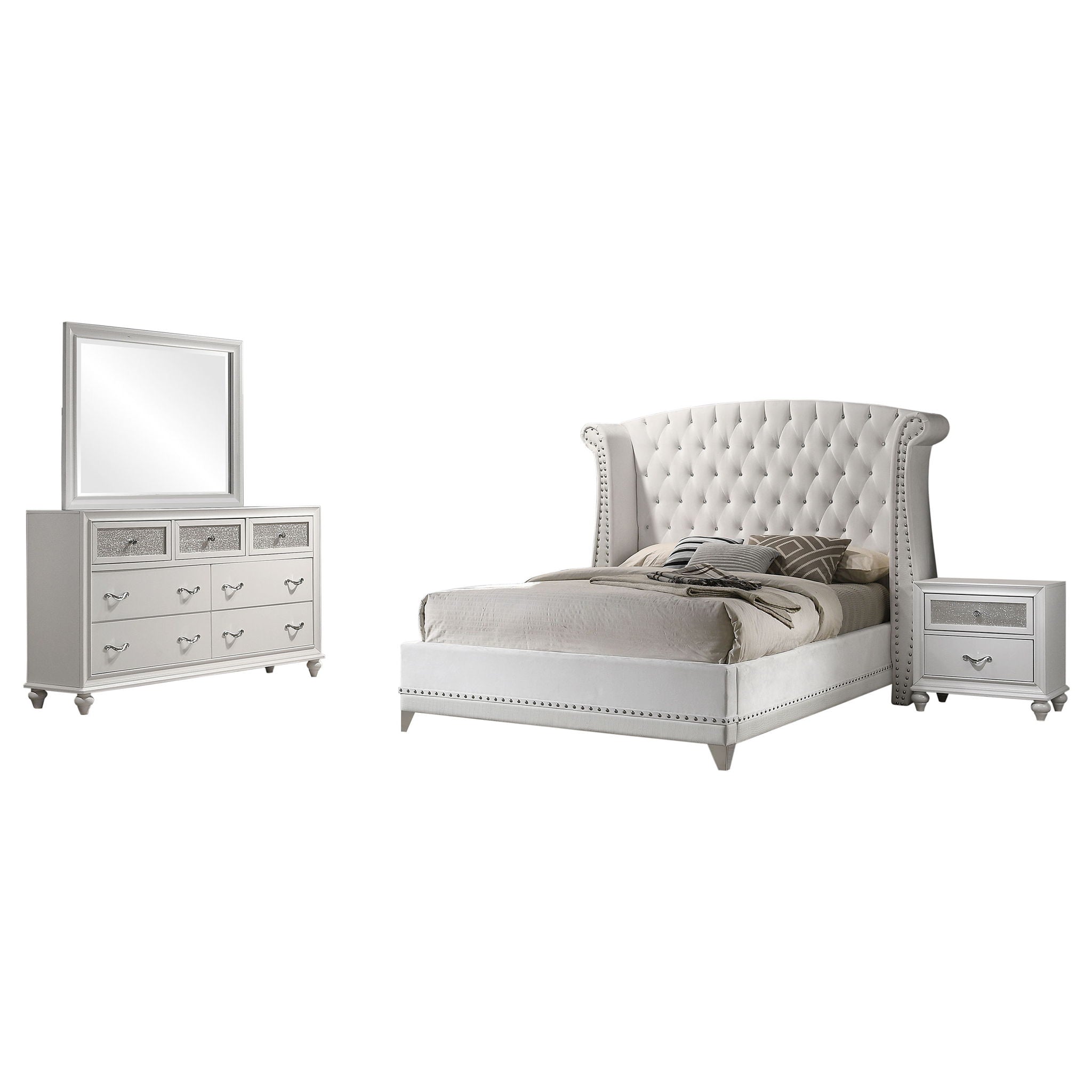 Barzini 4-piece Eastern King Bedroom Set White