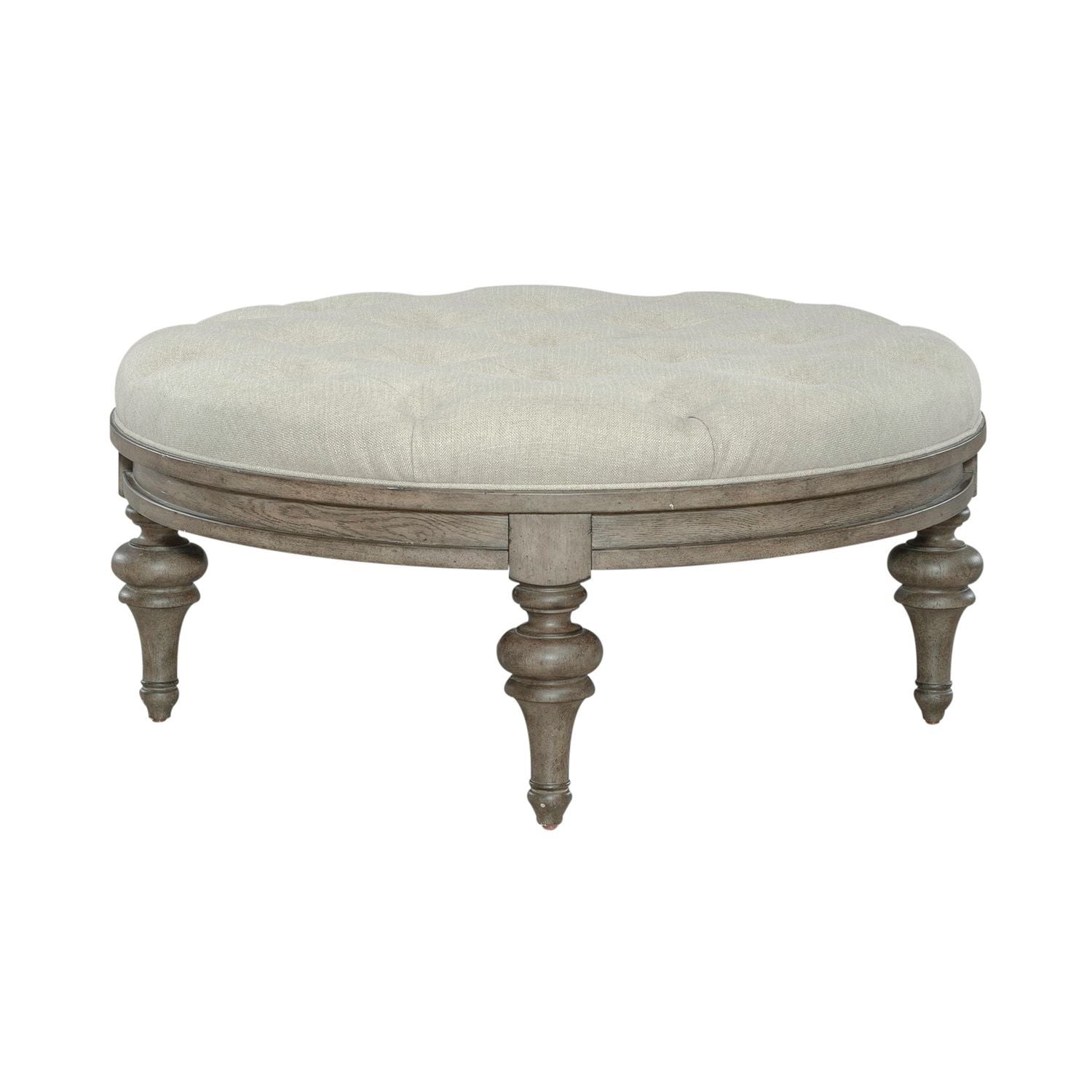 Americana Farmhouse - Round Cocktail Ottoman - Dusty Taupe