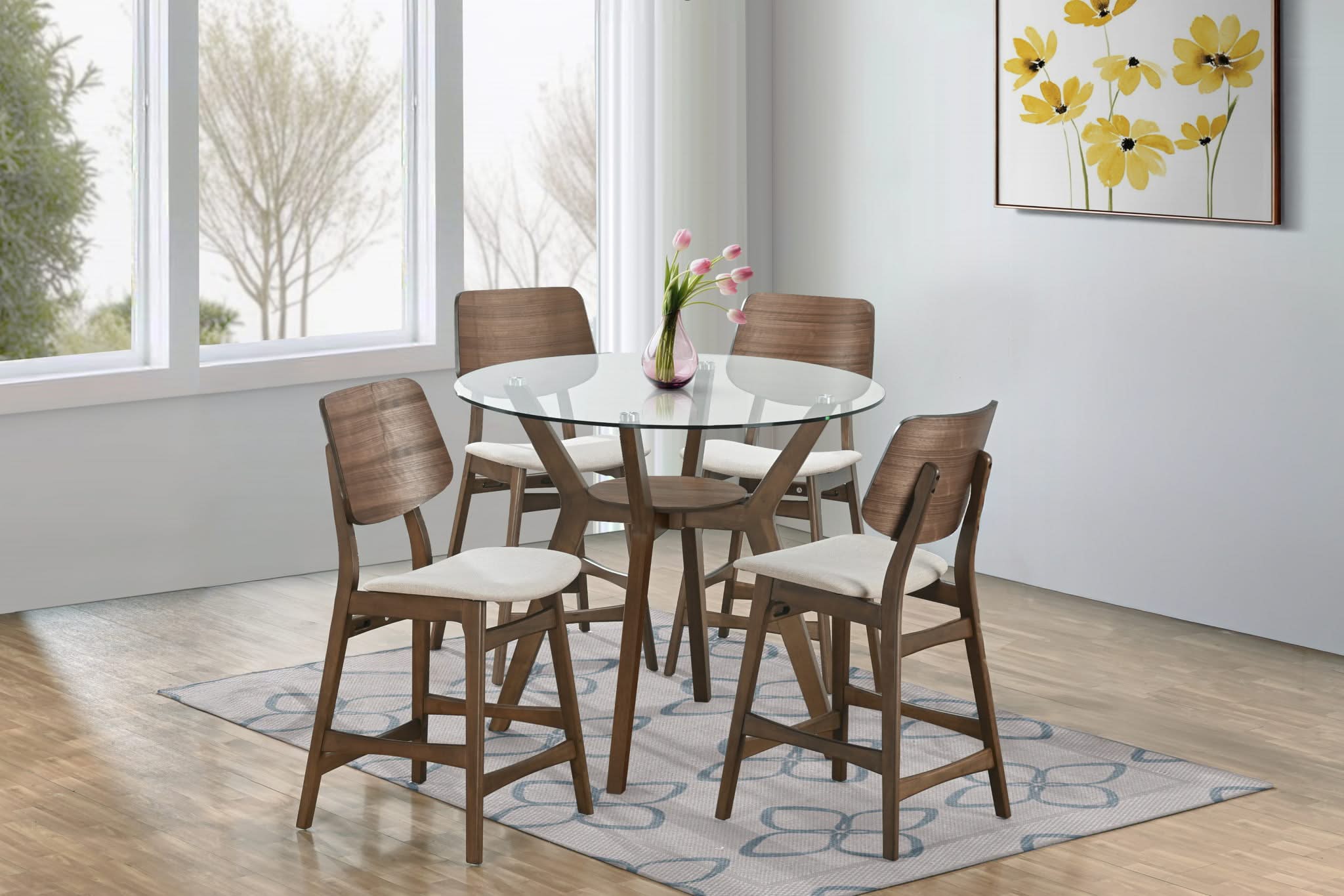 Oscar - Round Glass Counter Table Set