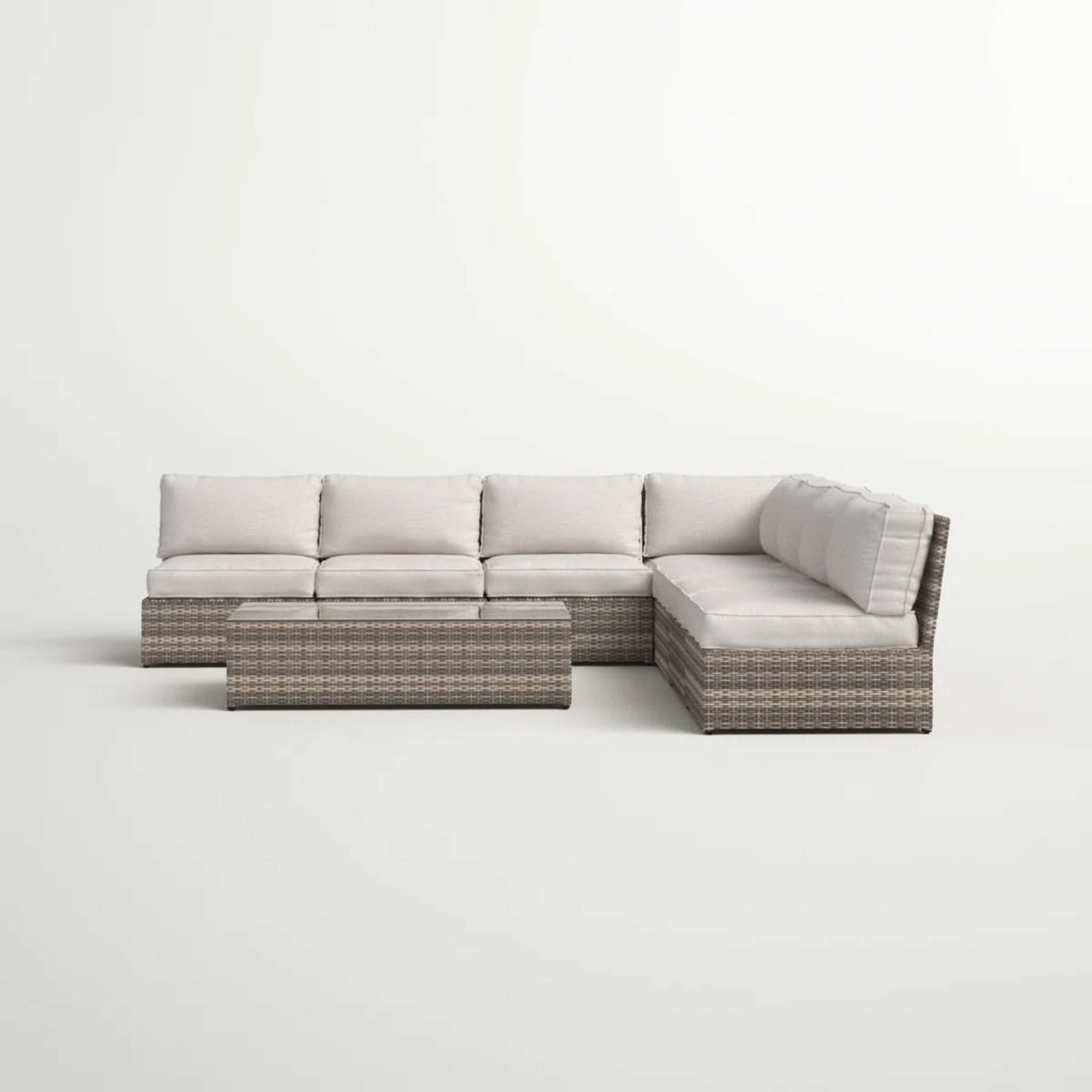 Comfortable Modern Patio Rattan Sectional Set With Cushions