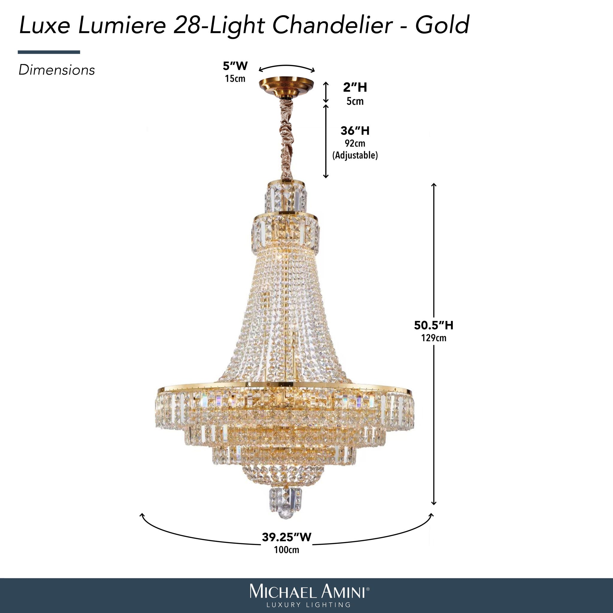 Michael Amini Lighting - Luxe Lumiere 28-Light Crystal Chandelier - Gold