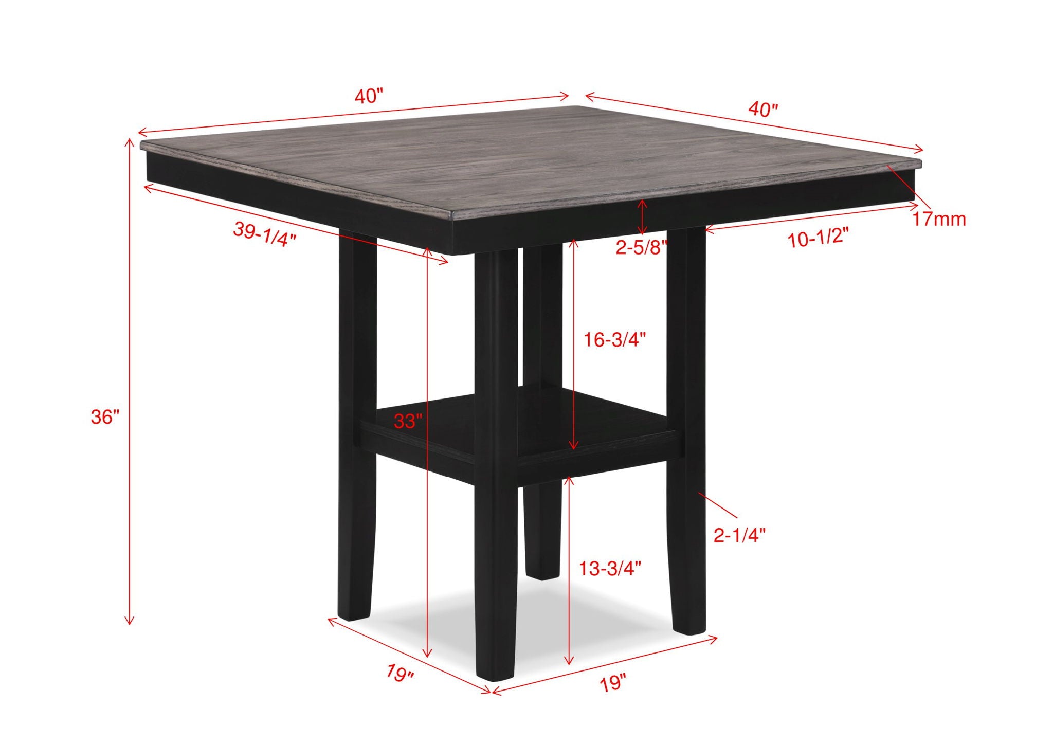 Lester - 5 Piece Counter Height Table Set - Charcoal / Gray