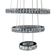 Michael Amini Lighting - Asteroids 3-Ring Modern LED Crystal Chandelier - Chrome