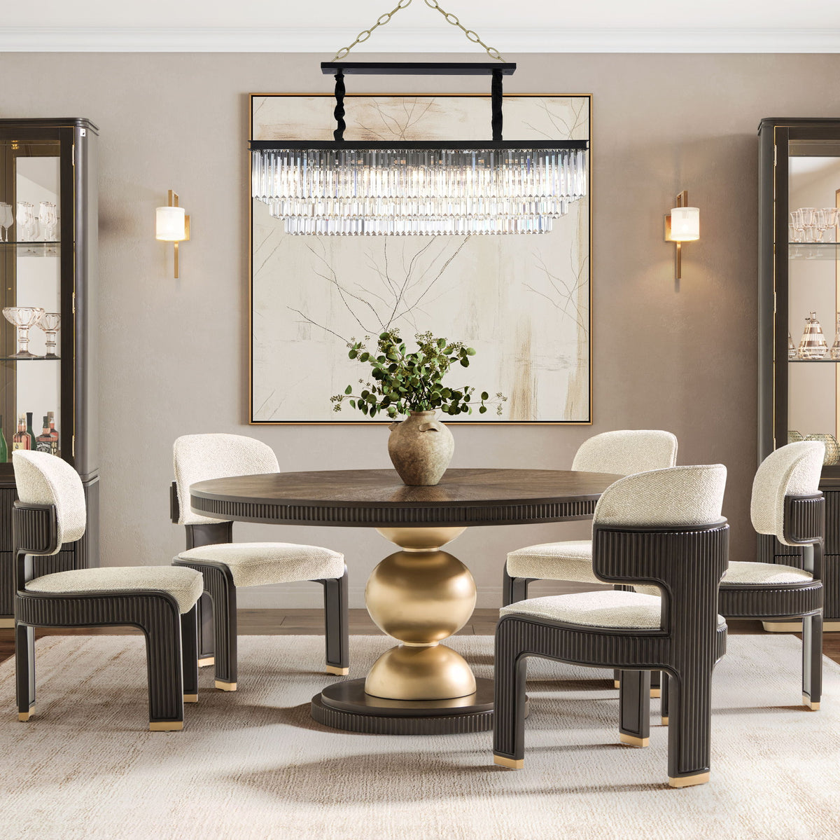 Michael Amini Lighting - Allure 20-Light Rectangular Crystal Chandelier - Matte Black / Pearl Silver