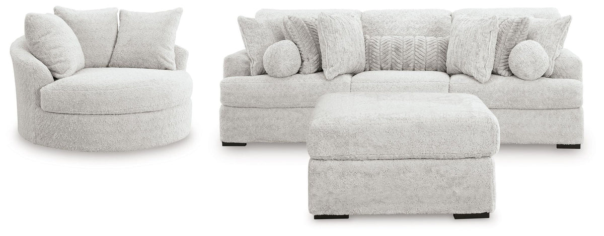 Cuddle Plush - 3 Pc. - 3-Piece Sectional, Chair And Ottoman - Arctic