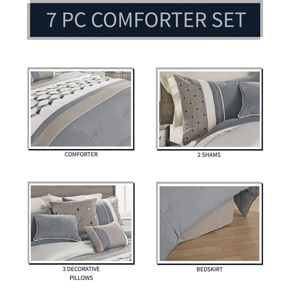 Buckley Queen or King 7PC Comforter Set with Decorative Pillows