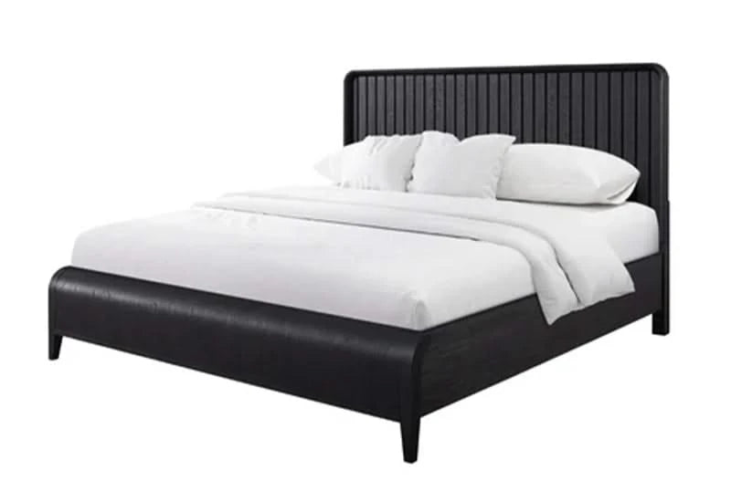 Banyan Waterfall Black Panel Bed with Curved Headboard