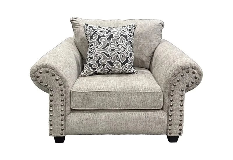 Barringer Taupe Traditional Accent Chair with Nailhead Trim