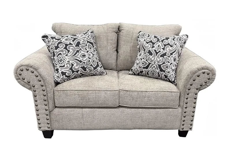 Barringer Taupe Traditional Living Room Set with Nailhead Trim