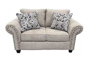 Barringer Taupe Traditional Loveseat with Nailhead Trim