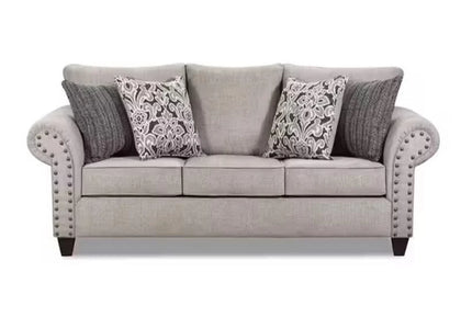 Barringer Taupe Traditional Sofa with Nailhead Trim