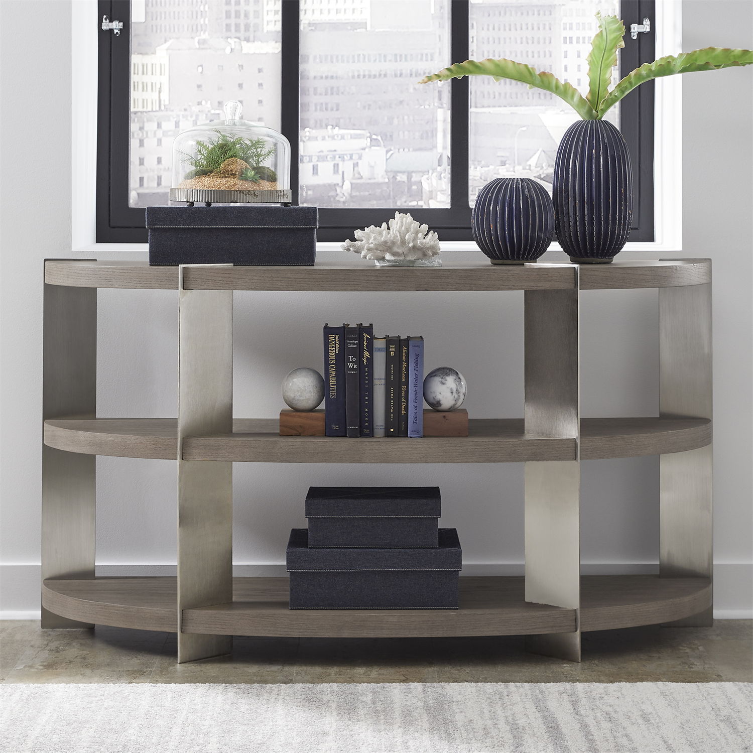 Harlow - Sofa Table - Sandstone & Satin Nickel