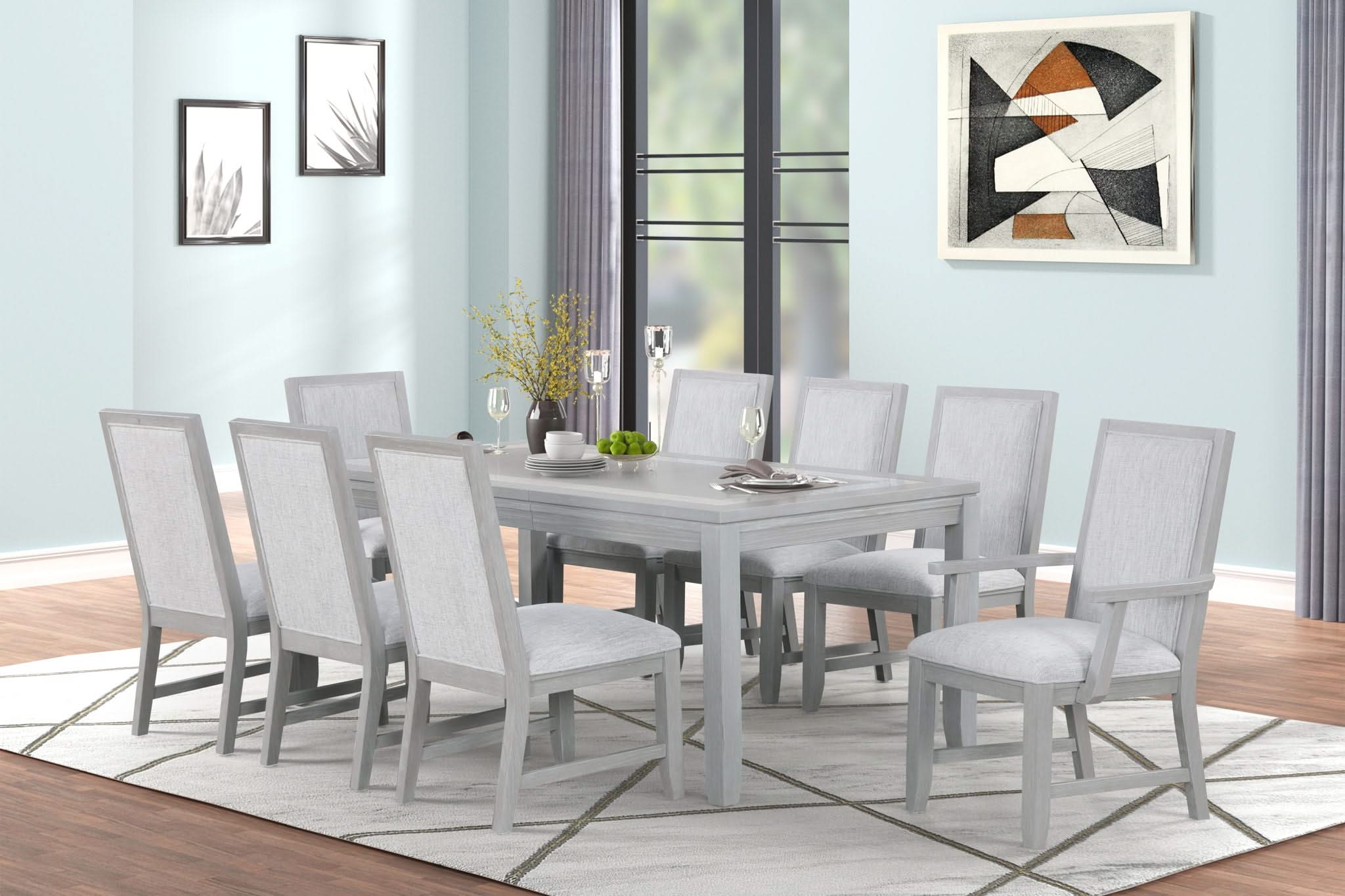 Fiona - Dining Table, 6 Side Chairs, 2 Arm Chairs - Gray