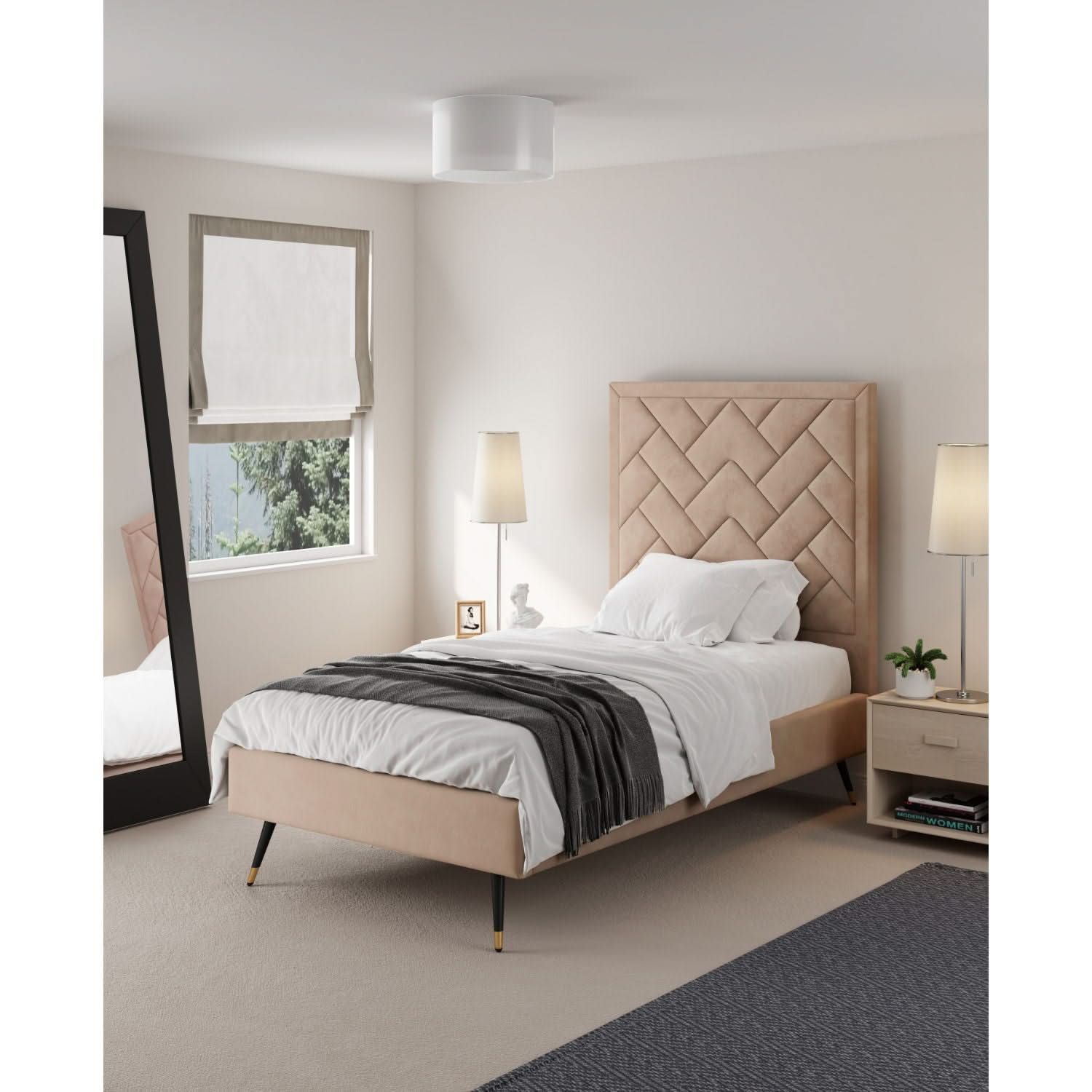 Crosby - Bed With Upholstered Headboard And Slats