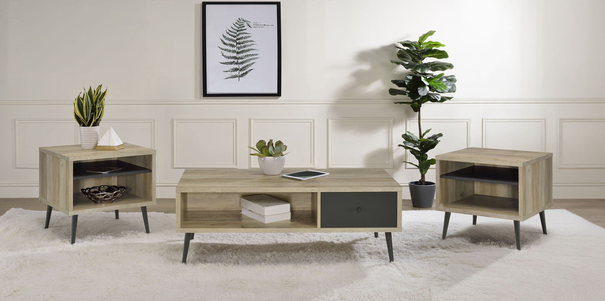 Welsh 3-piece Coffee and End Table Set Distressed Pine