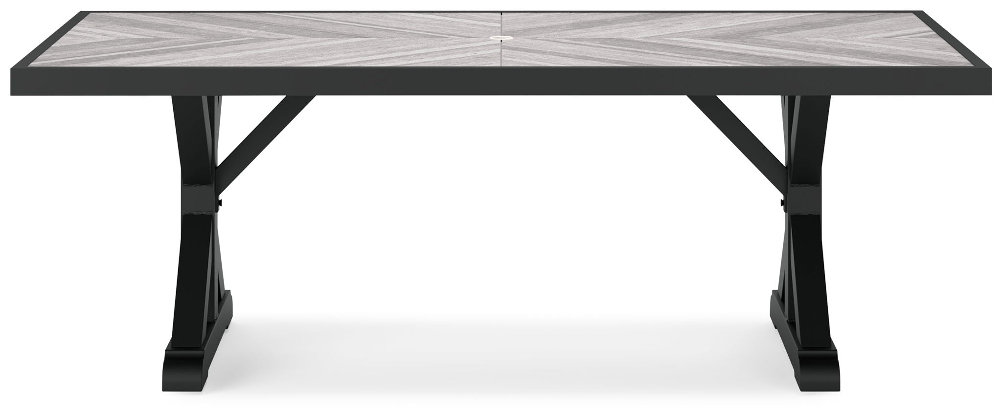 Beachcroft - Rectangular Dining Table With Umbrella Option - Black / Light Gray