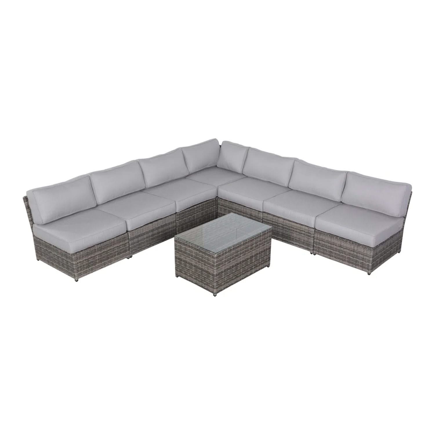 Comfortable Modern Patio Rattan Sectional Set With Cushions