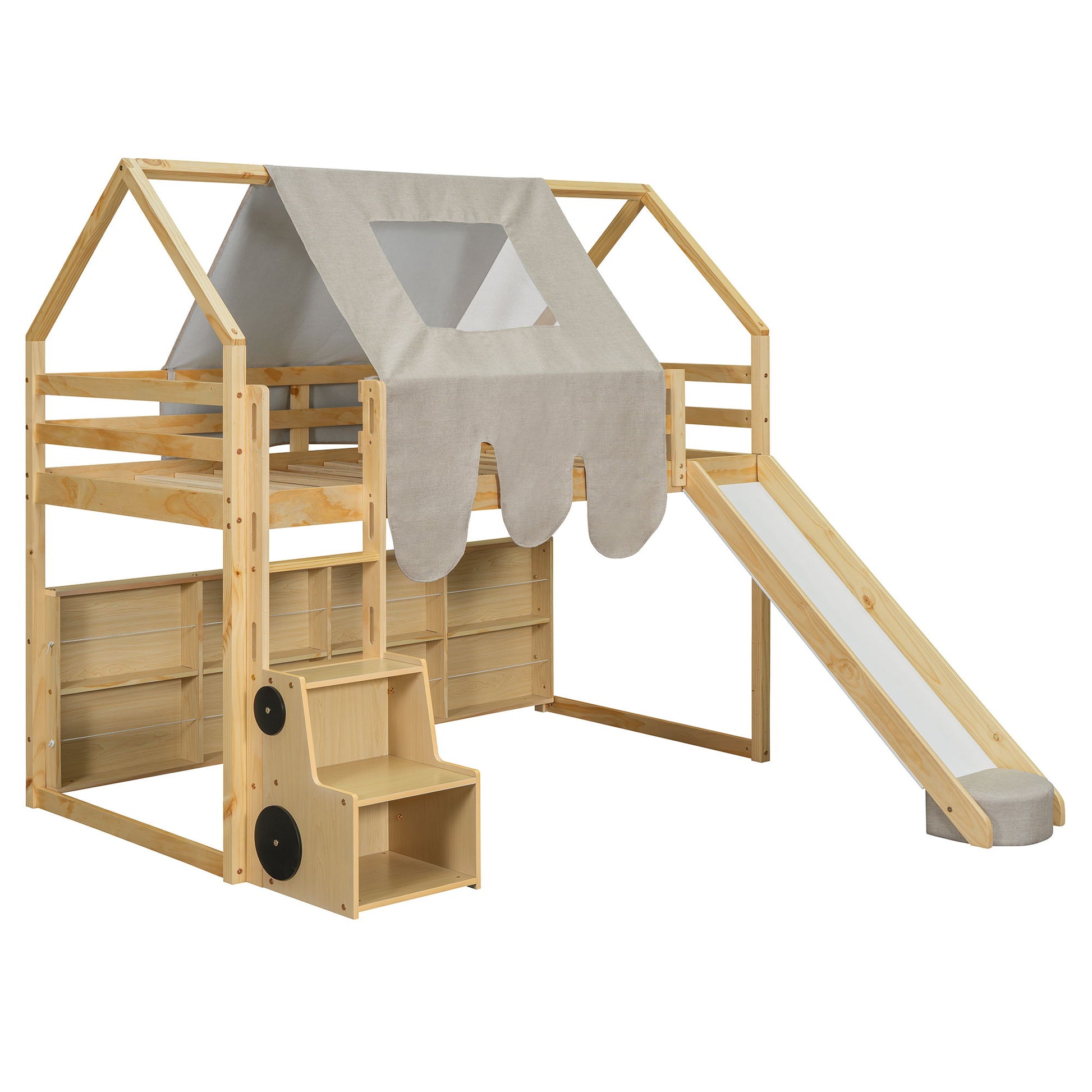 tent loft bed Loft Bed With House Shaped Frame And Tent