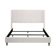 Hayden - King Size Upholstered Wingback Bed With And Tall 54" Headboard - Ivory