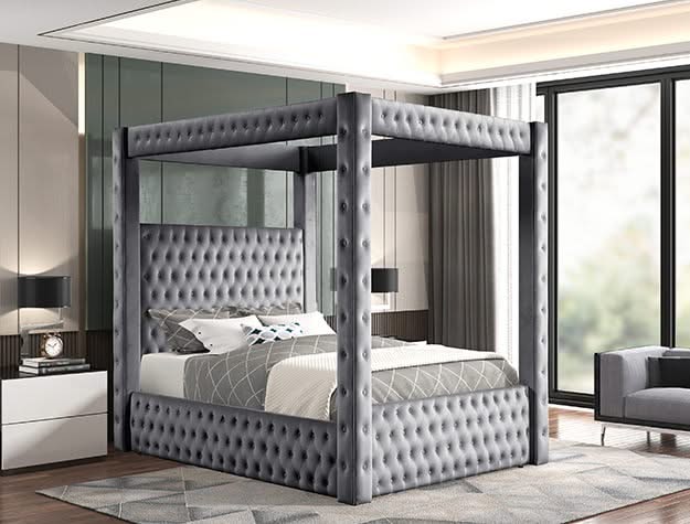 Annabelle - King Canopy Bed - Gray
