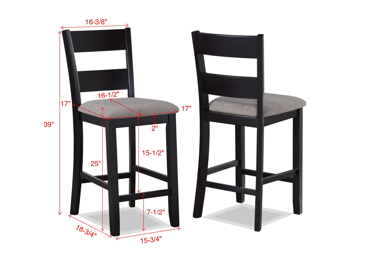 Lester - 5 Piece Counter Height Table Set - Charcoal / Gray