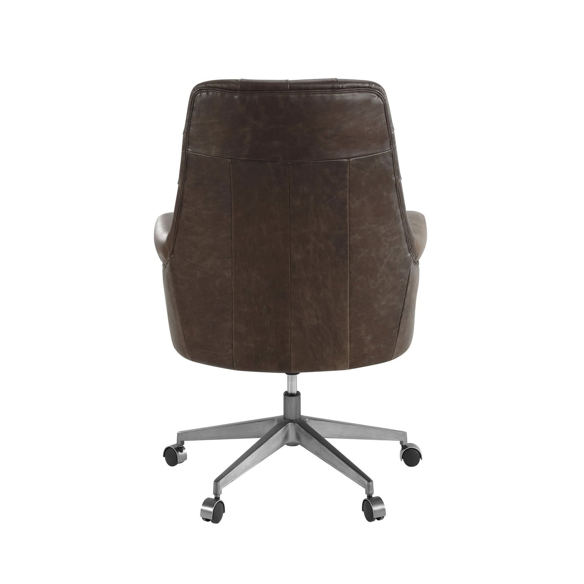 Dasan Dark Brown Top Grain Leather & Iron Swivel Office Chair