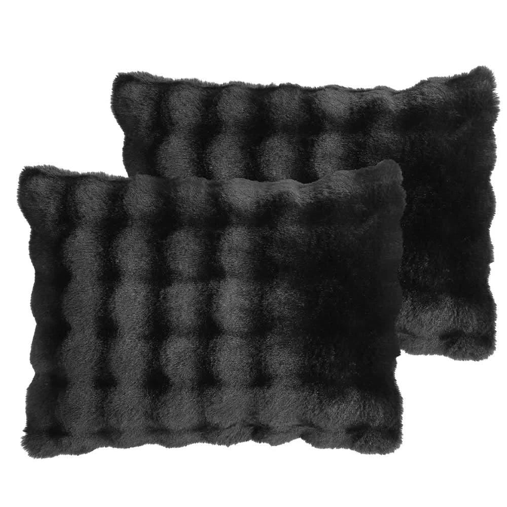 Bell Faux Black or Grey 4PC Comforter Set with Soft Plush Finish
