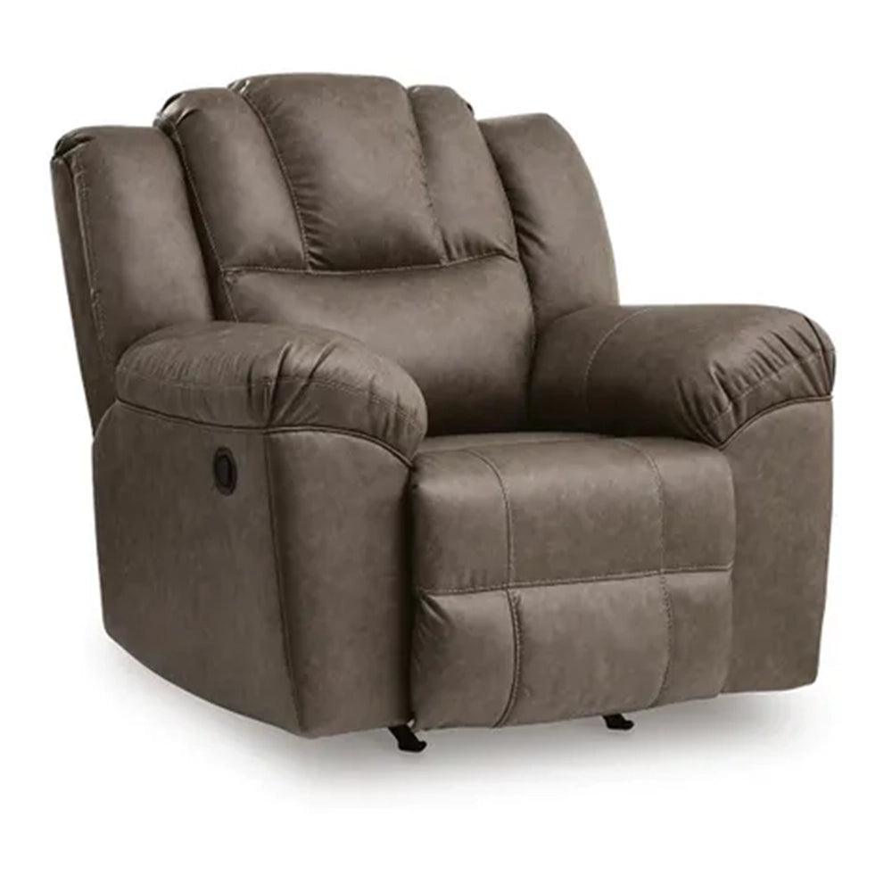 Bennett Coffee Contemporary Manual Rocker Recliner with Faux Leather Upholstery