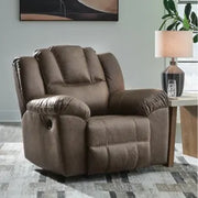 Bennett Coffee Contemporary Manual Rocker Recliner with Faux Leather Upholstery
